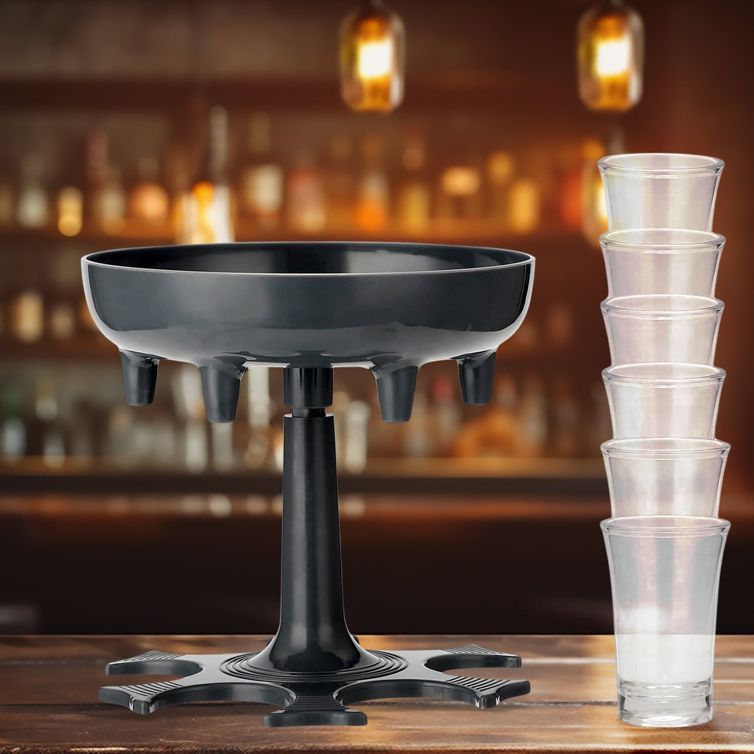 6 Shot Win Glass Dispensers With Tray  6 Pcs Glass 6 Shot Win Glass Dispensers With Tray  6 Pcs Glass